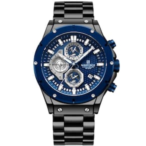 Relógio Masculino Quartzo Pulseira De Aço Inoxidável Casual Esportivo Preto Azul