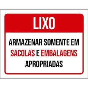 Kit 3 Placas Lixo Armazenar Sacolas E Embalagens Apropriadas