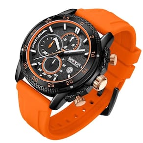 Relógio Masculino De Silicone Quartzo Esportivo 3atm Laranja