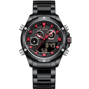 Relógio Masculino Digital Em Aço Inoxidável Cronógrafo Impermeável Esportivo Vermelho