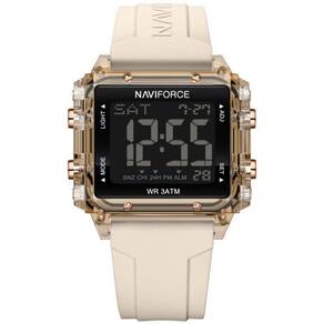 Relógio Esportivo Feminino Quadrado Digital Pulseira De Silicone Bege