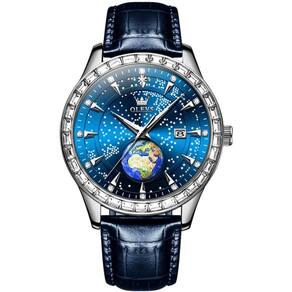 Relógio De Quartzo Casual Masculino Mostrador Céu Estrelado Azul