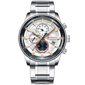 Relógio De Pulso Esportivo Masculino Com Pulseira De Aço Inoxidável Prata Rose