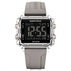 Relógio Esportivo Feminino Quadrado Digital Pulseira De Silicone Cinza