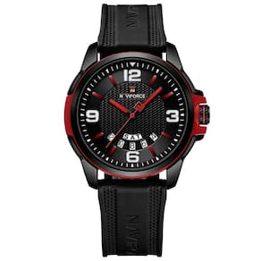 Relógio De Pulso Masculino Pulseira Clássica De Silicone Esportivo Preto Vermelho