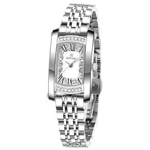 Relógio De Pulso Feminino Quartzo Aço Inoxidável Branco