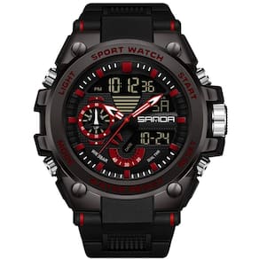 Relógio Masculino Esportivo Digital Multifuncional Luminoso Impermeável - Preto Vermelho