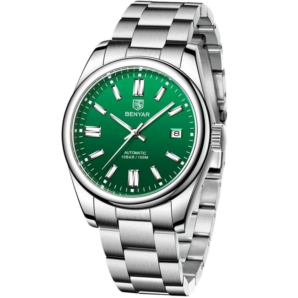 Relógio De Pulso Masculino Automático Em Aço Inoxidável Casual à Prova D\` água Verde