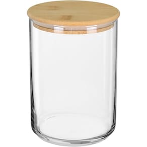 Pote Porta Mantimentos Home&co Tampa Bambu Vidro 750ml 14x10x10cm Transparente