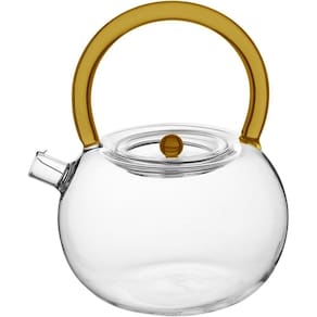 Bule Chaleira Home&co Com Alça Amarela Borossilicato 900ml 16x13x13cm Transparente