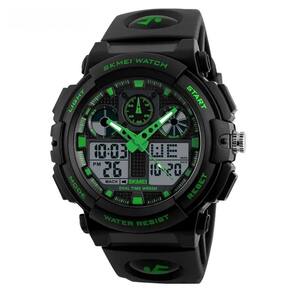 Relógio Esportivo Digital , à Prova D\`água, Com Cronógrafo Duplo, 50m Verde
