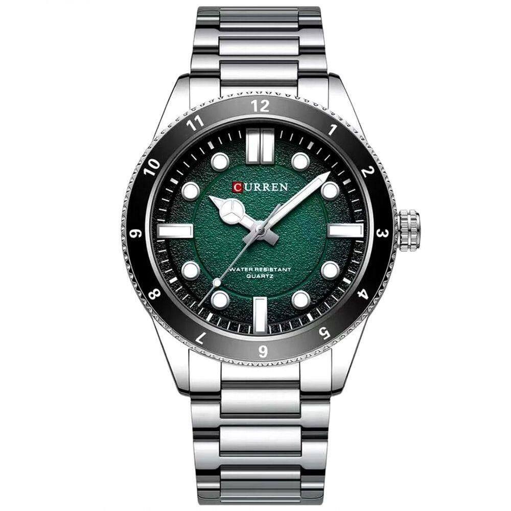 Relógio De Quartzo Masculino Pulseira De Aço Inoxidável Design Classico Impermeavel Verde
