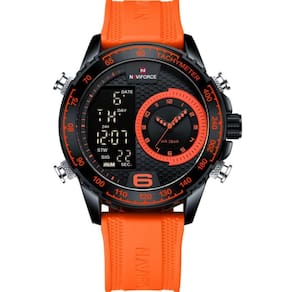 Relógio De Quartzo Masculino Design Esportivo Display Lcd Luminoso Impermeável Laranja