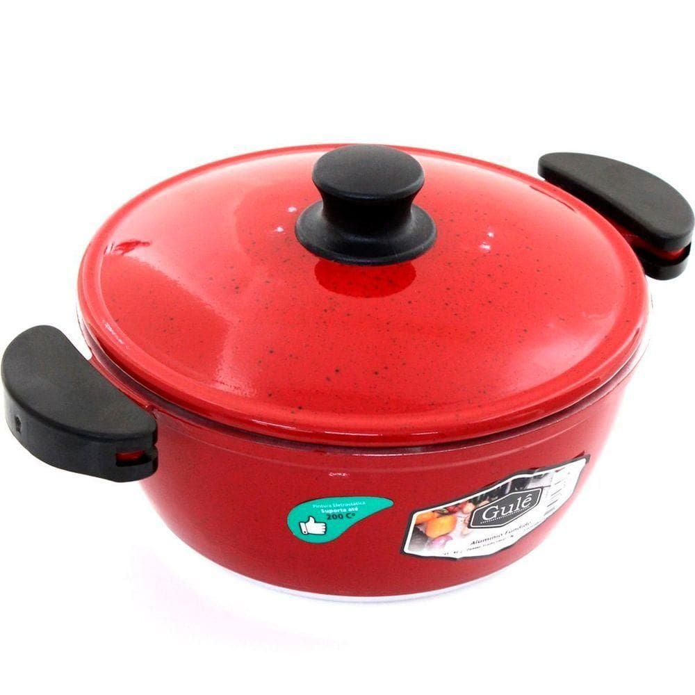 Panela 16cm Vermelho Resistente Gulê Em Alumínio 900ml