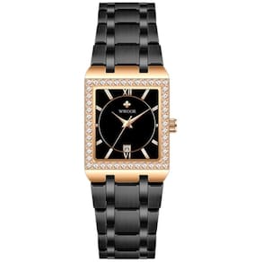 Relógio De Pulso Feminino Casual Com Strass Em Aço Inoxidavel Impermeavel Preto