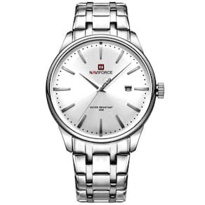 Relógio De Quartzo Masculino Pulseira De Aço Inoxidável Resistente à água Branco
