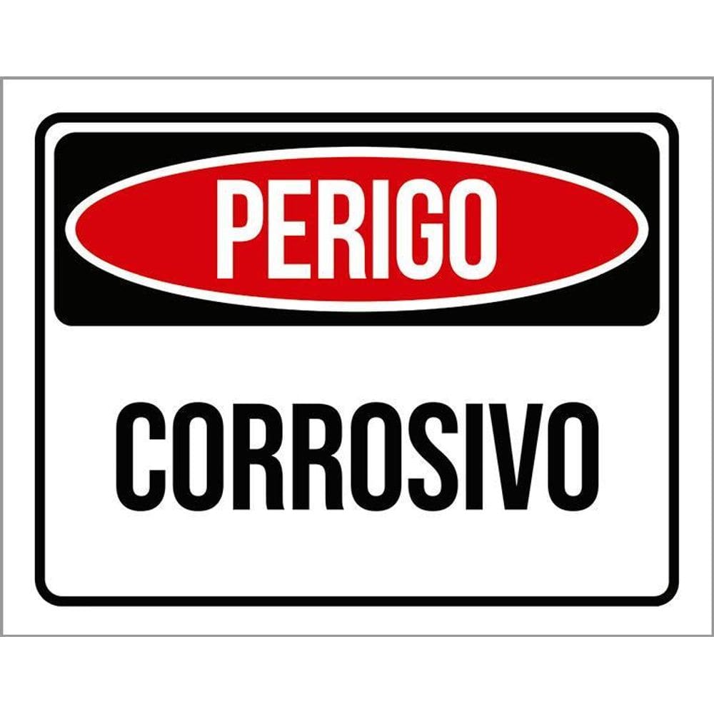 Placa De Sinalização - Perigo Corrosivo 36X46