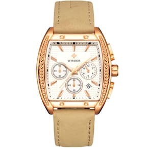 Relógio Masculino Quartzo Esportivo Casual Toneau 3atm à Prova D`água Branco