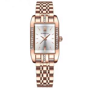 Relógio De Quartzo Feminino Design Quadrado Bracelete De Aço Inoxidável Impermeavel 3atm Branco