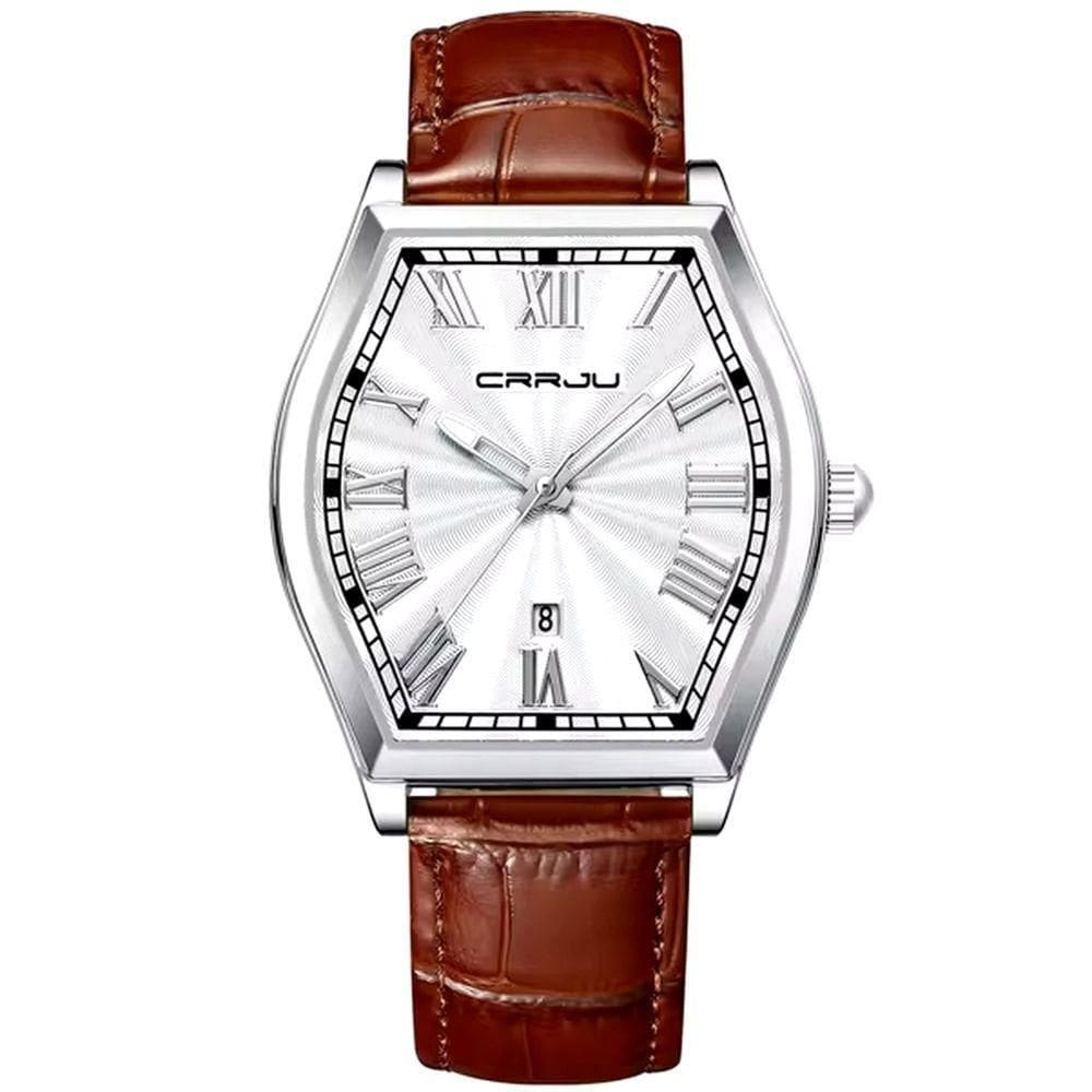 Relogio Analógico Masculino De Quartzo Design Criativo Tonneau à Prova D`água Branco