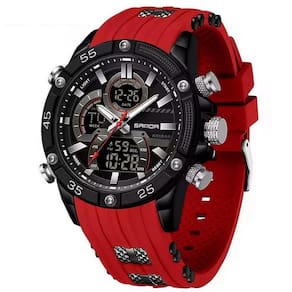 Relógio De Pulso Impermeável Masculino Esportivo De Quartzo Vermelho