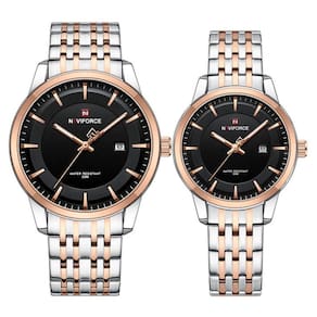 Conjunto Relógio De Quartzo Data Automática Em Aço Inoxidável Impermeavel Rose