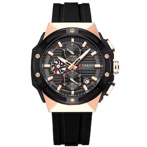 Relógio De Pulso Em Silicone Clássico Casual Ponteiros Luminoso Mostrador Cronógrafo Preto