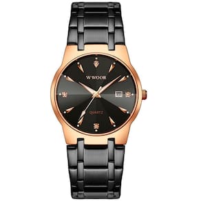 Relógio De Pulso Masculino De Quartzo Com Data Automatica á Prova D`água Preto Rose