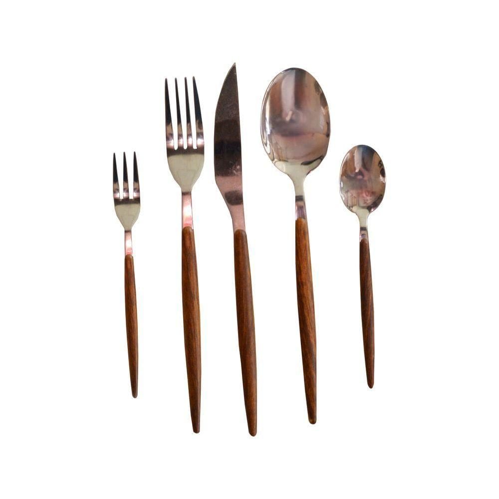 Faqueiro 30 Peças Em Inox Wooden Kenya