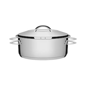 Caçarola Tramontina Solar Rasa Em Aço Inox Fundo Triplo Com Tampa E Alças 24 Cm 4,7 L