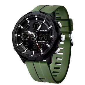 Relógio Digital Masculino Estilo Esportivo Duplo Display á Prova D`água Verde