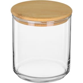 Pote Porta Alimentos Home&co Tampa Bambu Vidro 500ml 10x10x10cm Transparente