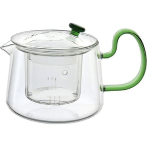 Chaleira Com Infusor Home&co Alça Verde Borossilicato 500ml 10x16x16cm Transparente