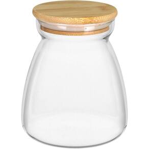 Pote Porta Mantimentos Home&co Com Tampa Bambu Borossilicato 850ml 13x8x8cm Transparente