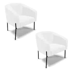 Cadeira Sala De Jantar Pé De Ferro Preto Kit 2 Stella Sintético Pu D03 - D`rossi Cor Branco
