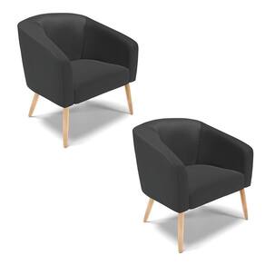 Cadeira Sala De Jantar Pé Palito Natural Kit 2 Stella Sintético D03 - D`rossi Cor Preto