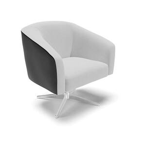 Cadeira Sala De Jantar Giratória Base Cromada Stella Pto/linho D03 - D`rossi Cor Cinza
