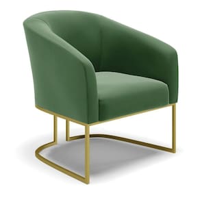 Cadeira Sala De Jantar Base Industrial Dourado Stella Suede D03 - D`rossi Cor Verde