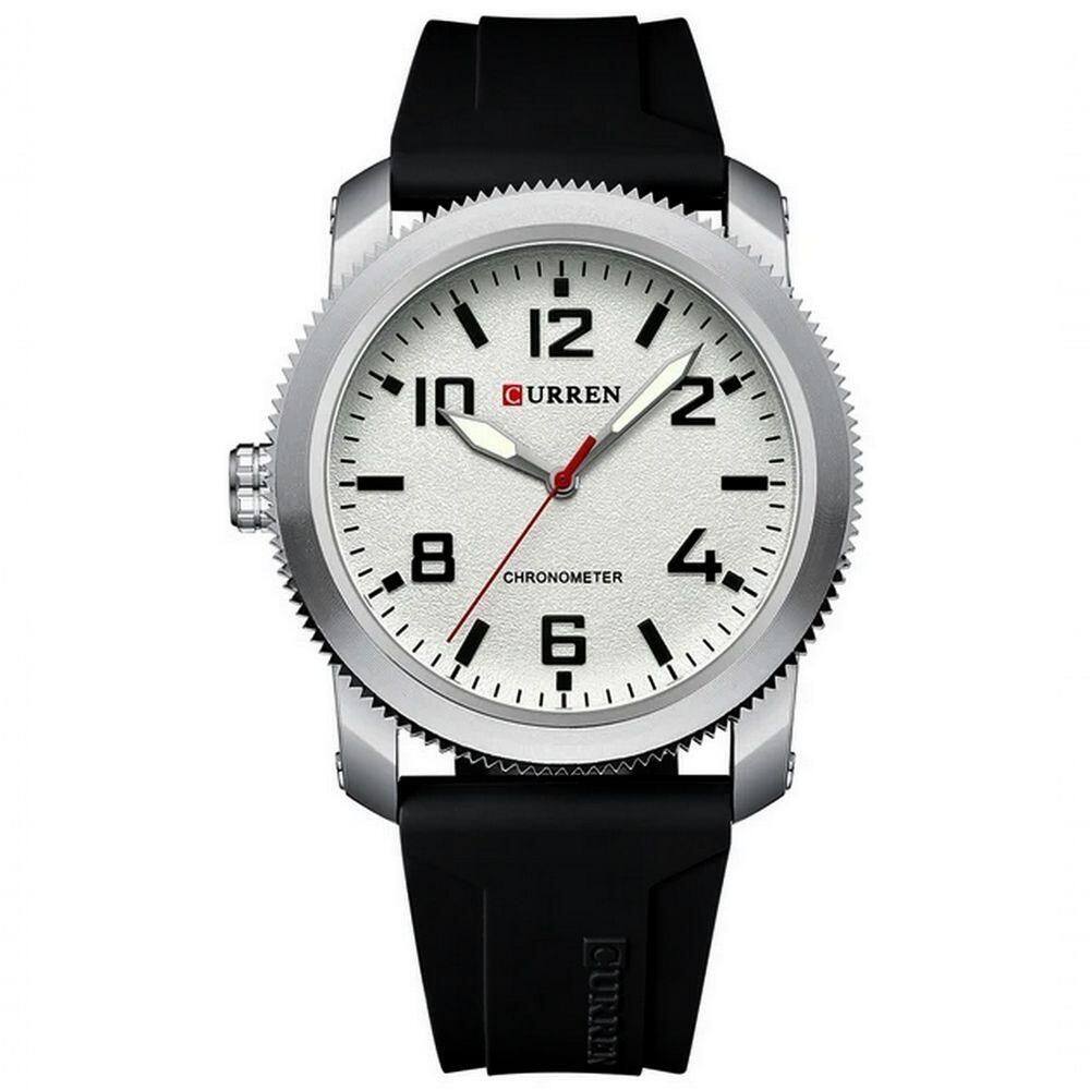Relógio De Pulso De Quartzo Masculino Com Pulseira De Silicone Impermeavel 3atm Branco