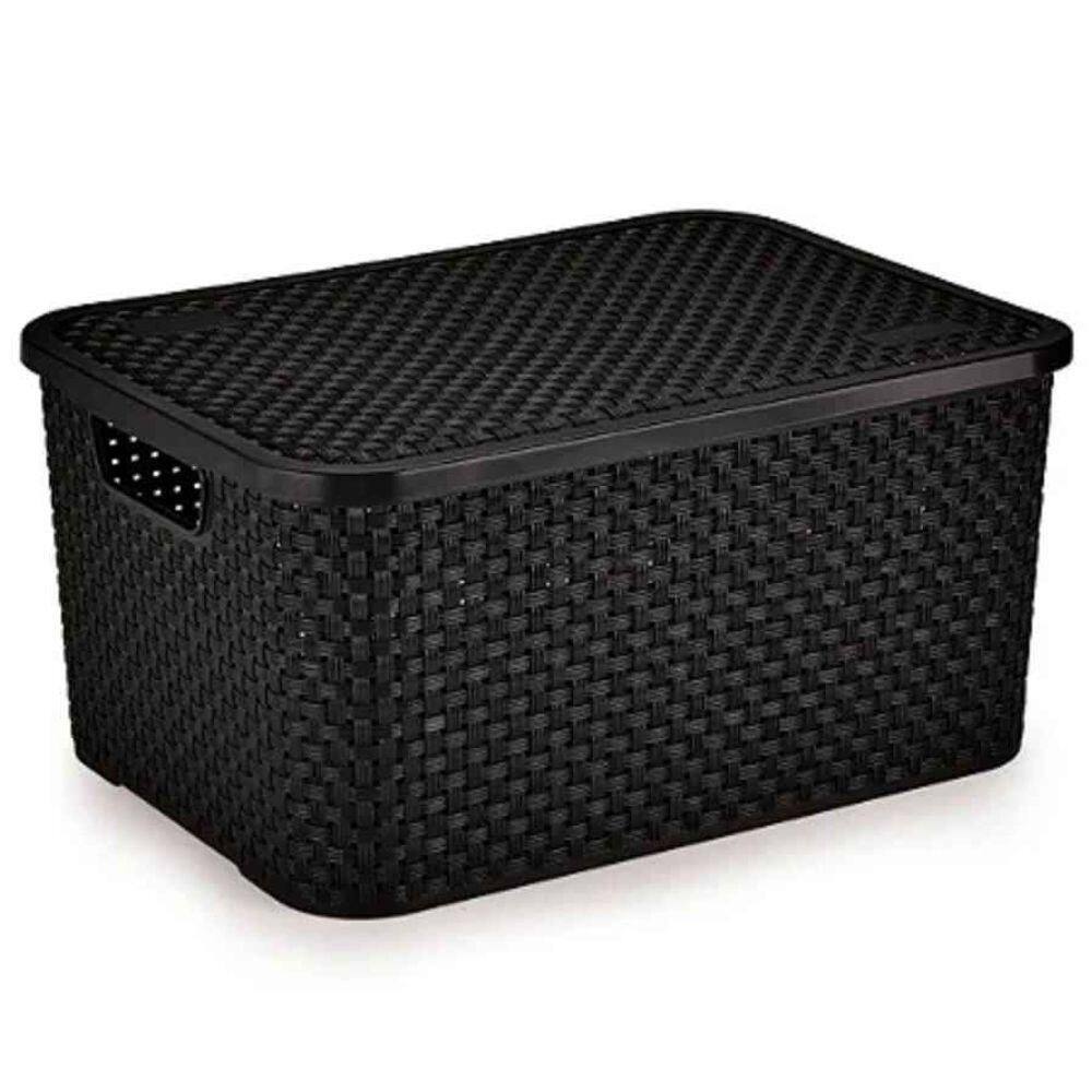 Cesto Organizador Rattan Preto Tam. G Ref.069/p Nitron