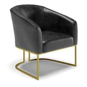 Cadeira Sala De Jantar Base Industrial Dourado Stella Sintético Pu D03 - D`rossi Cor Preto