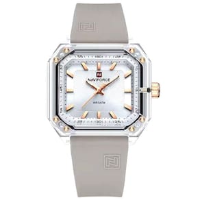 Relógio Feminino Pulseira De Silicone Classico Quadrado Elegante Impermeável 50m Cinza