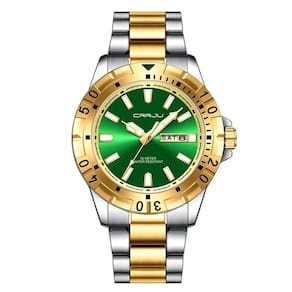 Relógio De Quartzo Em Aço Inoxidável Impermeável Masculino Clássico Analógico Verde