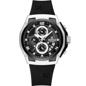 Relógio De Pulso Masculino Pulseira De Silicone Casual Esportivo Impermeável Preto Prata