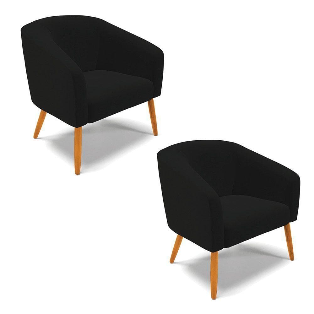 Cadeira Sala De Jantar Pé Palito Castanho Kit 2 Stella Linho D03 - D`rossi Cor Preto