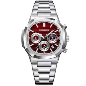 Relógio Masculino Quadrado Em Aço Inoxidável Casual Impermeável Quartzo Vermelho