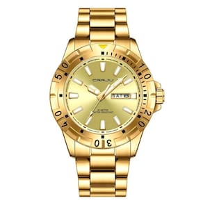 Relógio De Quartzo Em Aço Inoxidável Impermeável Masculino Clássico Analógico Dourado