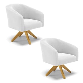 Cadeira Sala De Jantar Giratória Ma30 Kit 2 Stella Bouclê D03 - D`rossi Cor Off White
