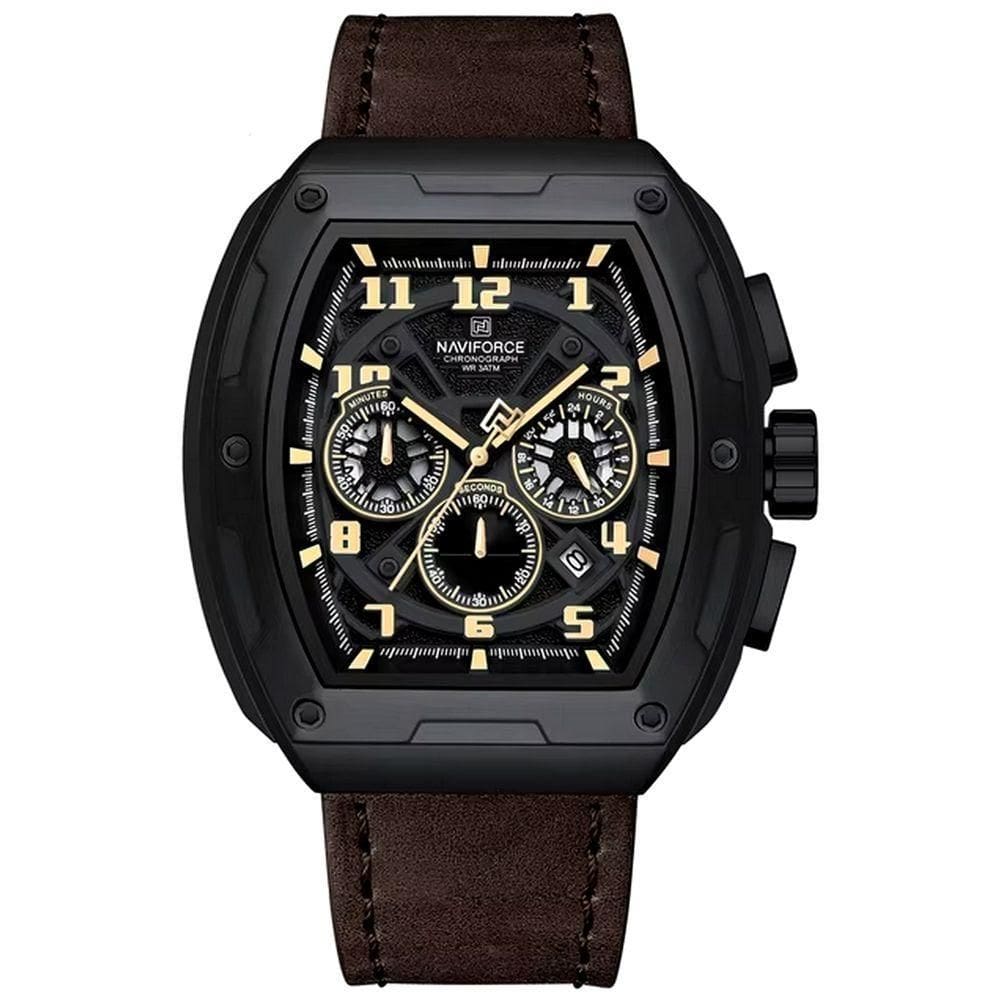 Relógio De Pulso De Quartzo Tonneau Desgin Esportivo Luminoso Impermeavel Marrom Escuro