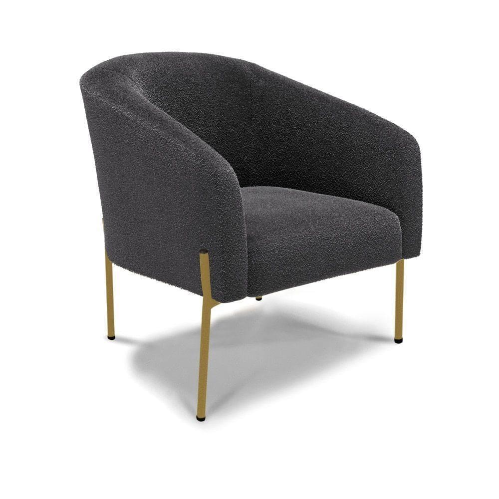 Cadeira Sala De Jantar Pé De Ferro Dourado Stella Bouclê D03 - D`rossi Cor Grafite